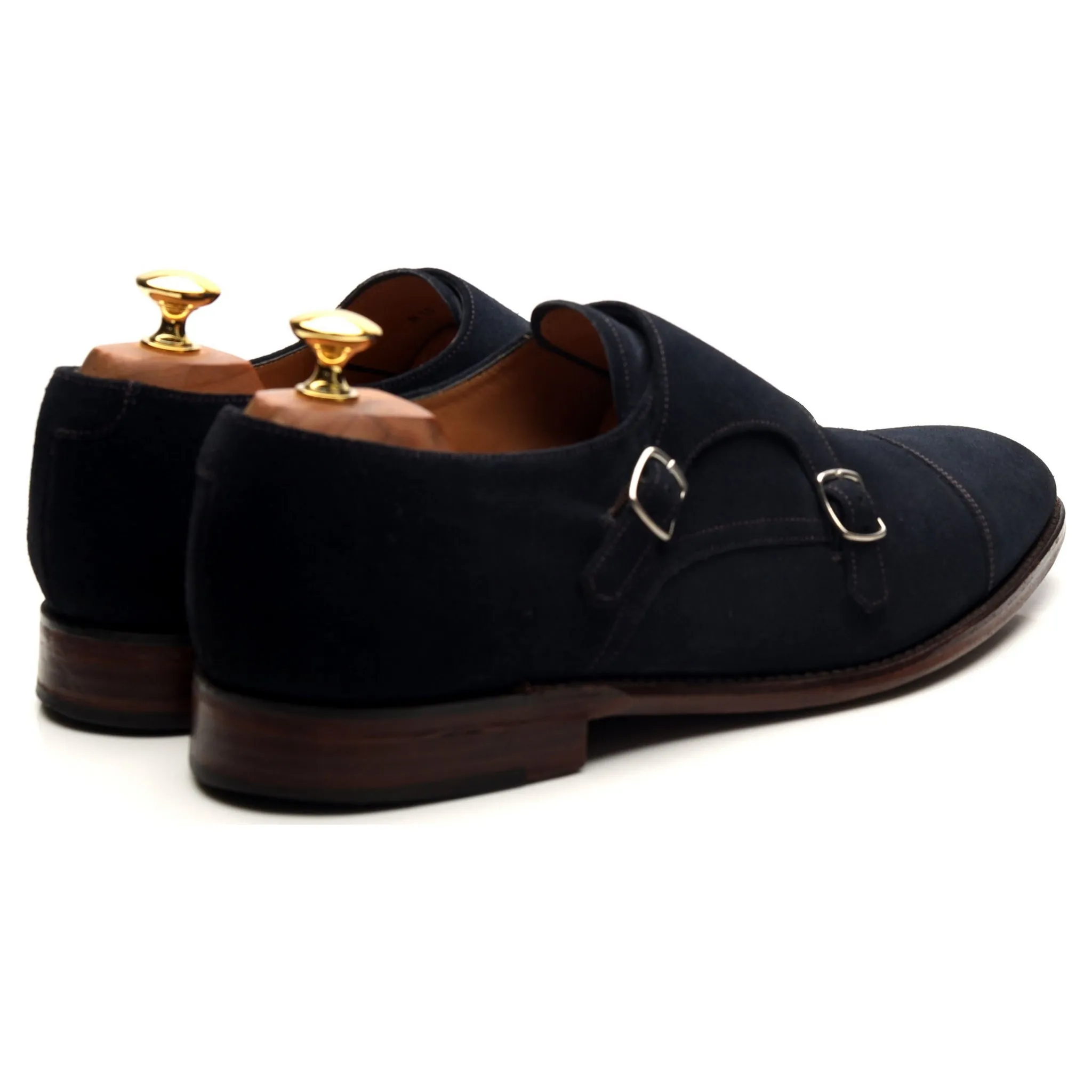1880 'Cannon' Navy Blue Suede Double Monk Strap UK 10 F