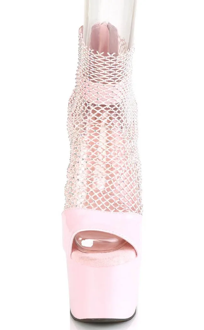 ADORE-765RM Baby Pink Rhinestone Mesh Heels
