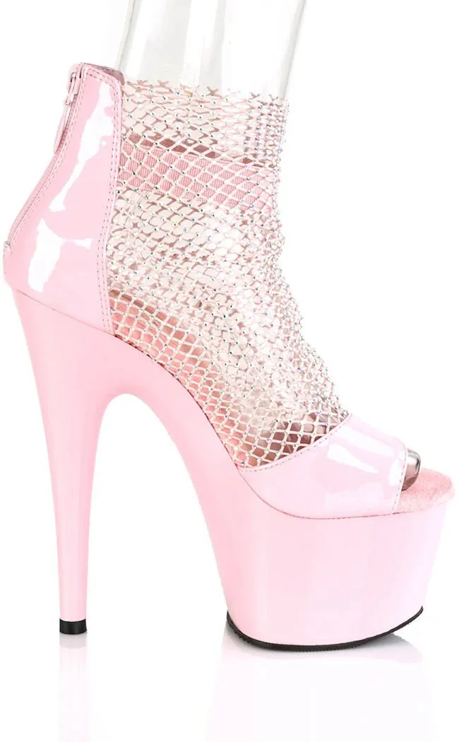 ADORE-765RM Baby Pink Rhinestone Mesh Heels