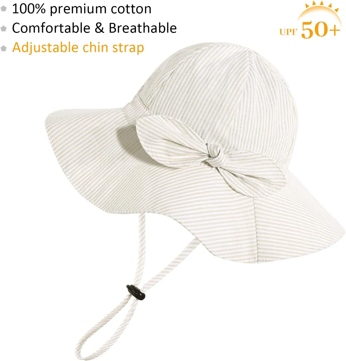 Baby Girl Sun Hat with UPF 50  Outdoor Adjustable Beach Hat with Wide Brim Bucket Hats