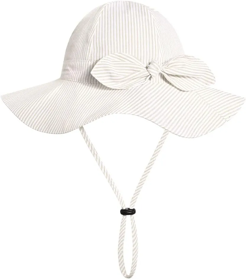 Baby Girl Sun Hat with UPF 50  Outdoor Adjustable Beach Hat with Wide Brim Bucket Hats