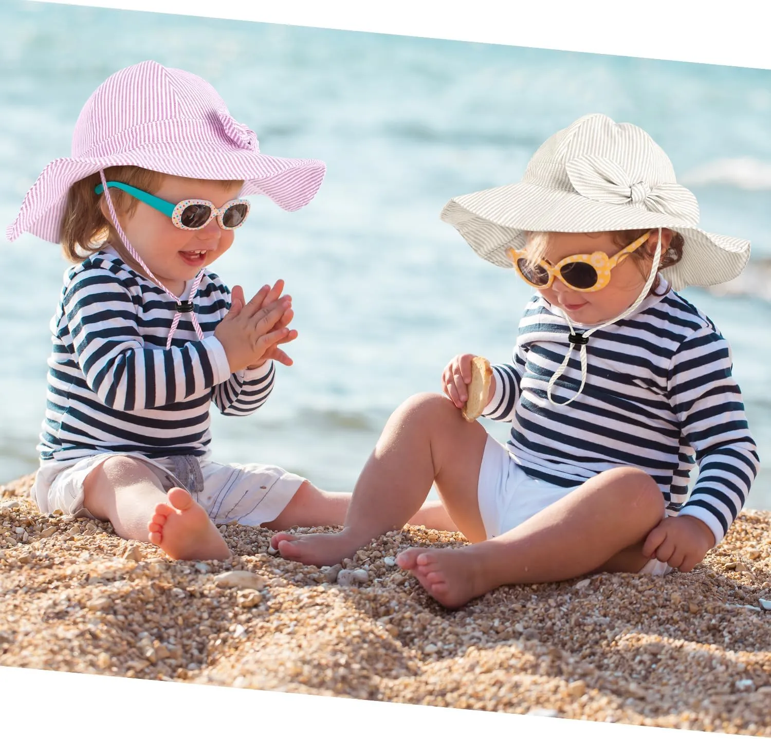 Baby Girl Sun Hat with UPF 50  Outdoor Adjustable Beach Hat with Wide Brim Bucket Hats