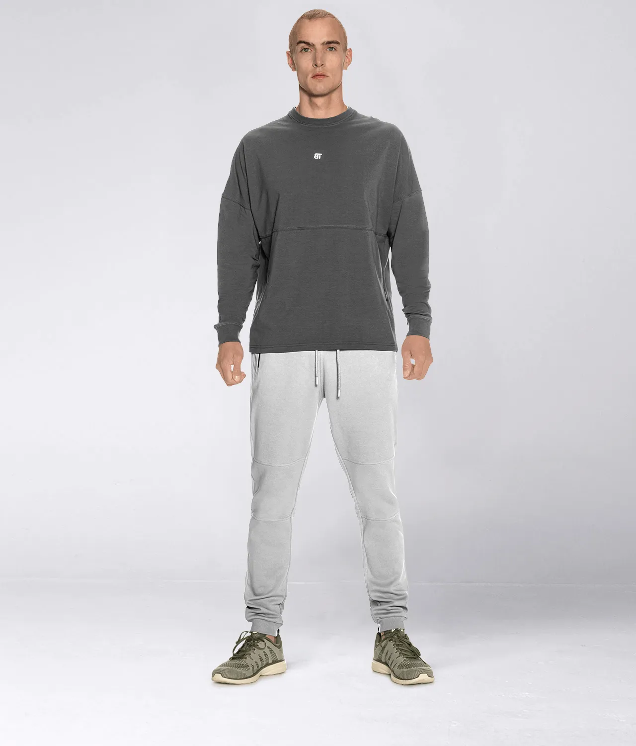 Born Tough Long Sleeve Crossfit Over Size Shirt For Men Grey