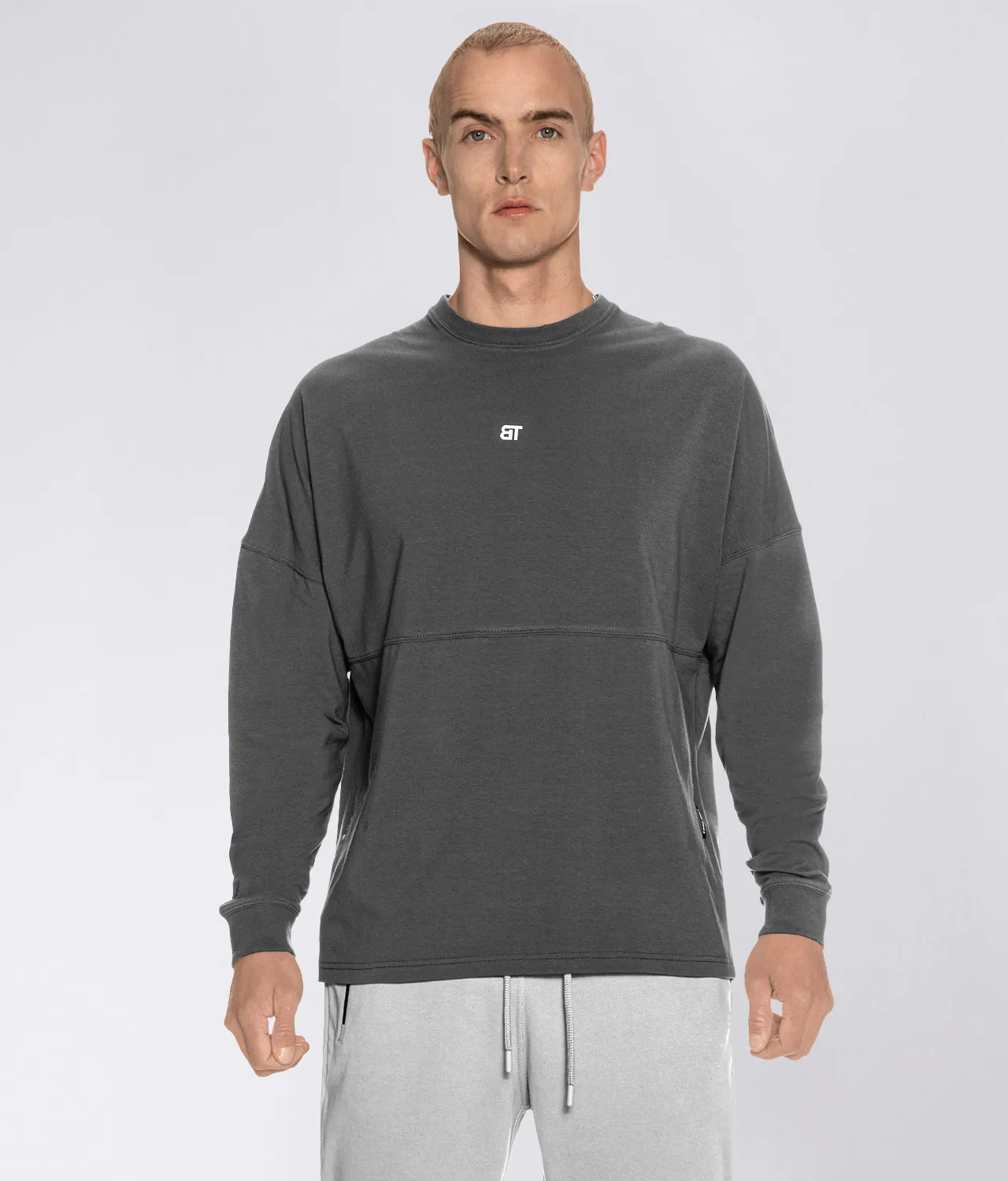 Born Tough Long Sleeve Crossfit Over Size Shirt For Men Grey