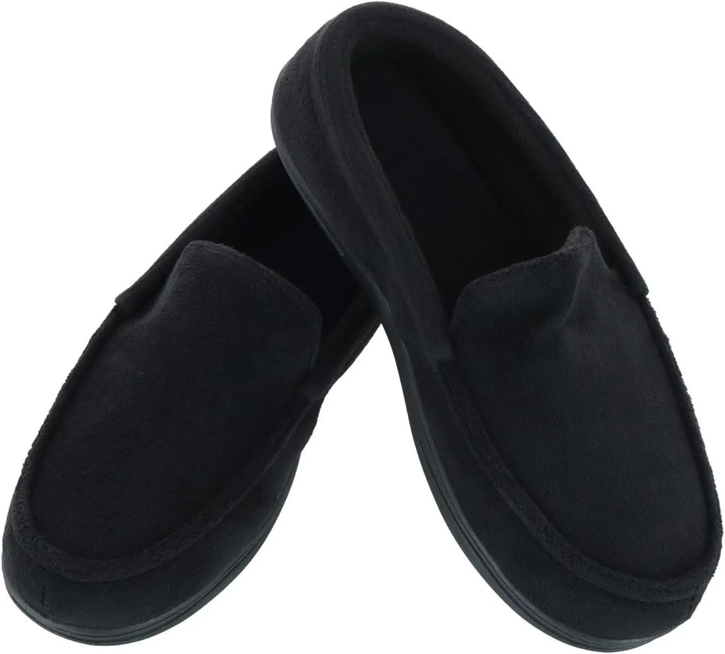 isotoner Men's Microterry and Waffle Travis Moccasin Slippers With Memory Foam Insole and Durable Rubber Outsole