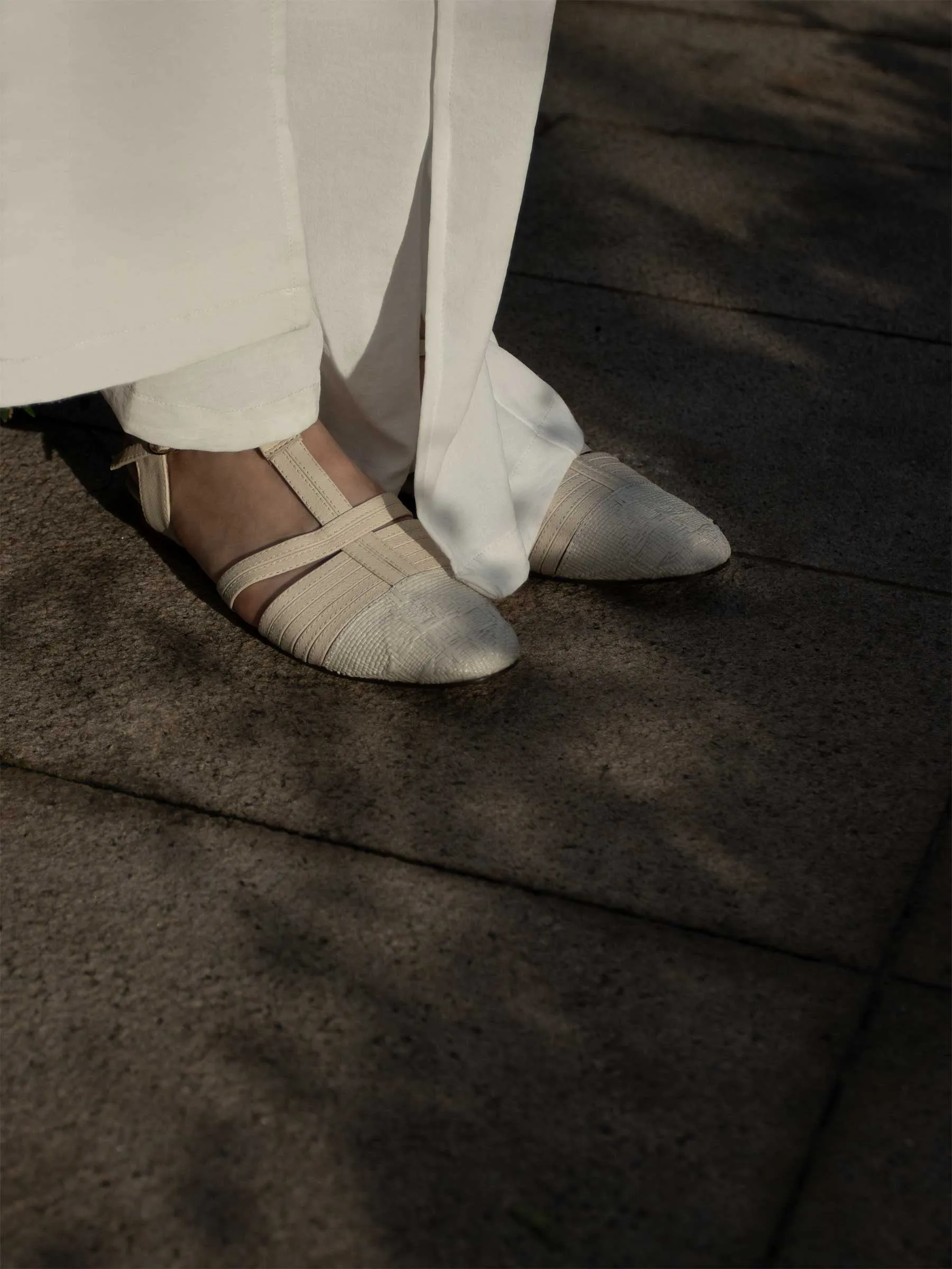 Linen T Straps Sandals