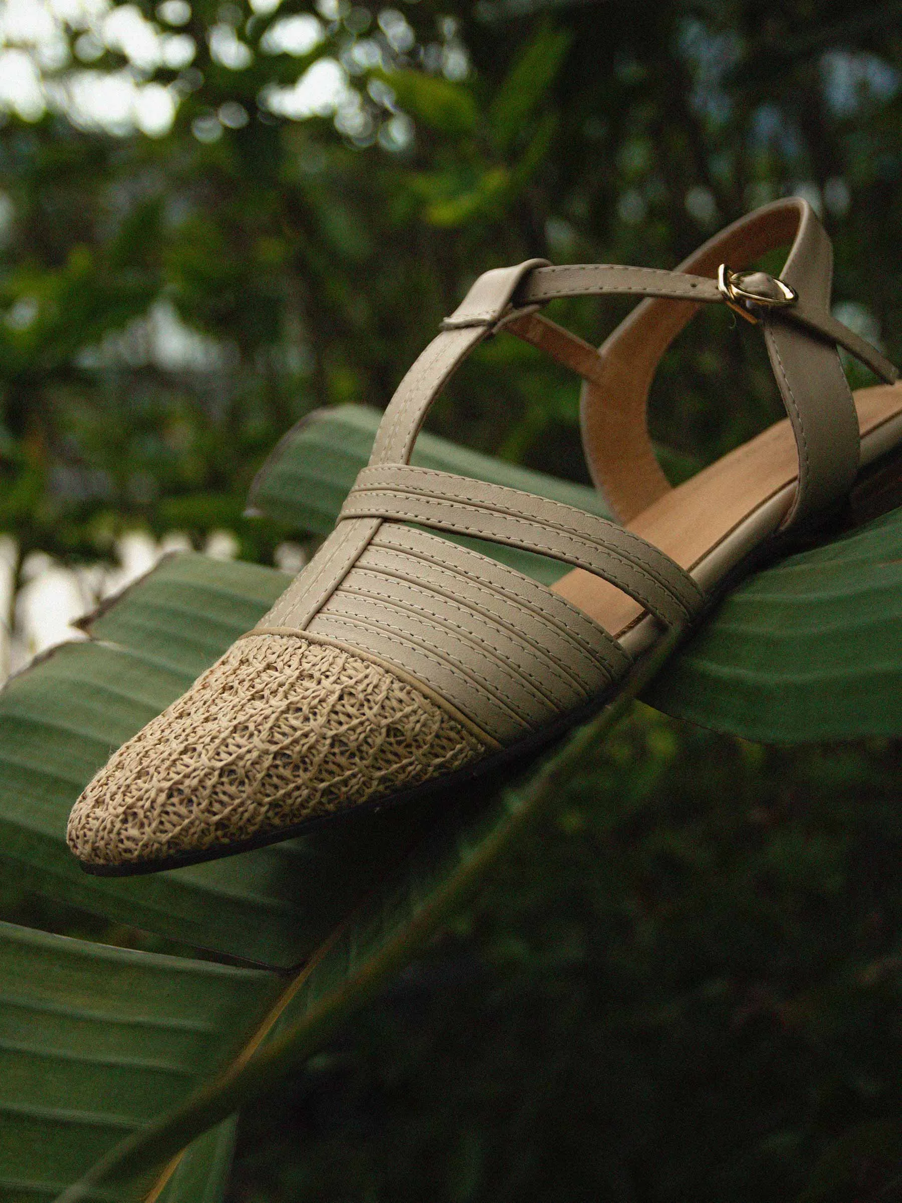 Linen T Straps Sandals