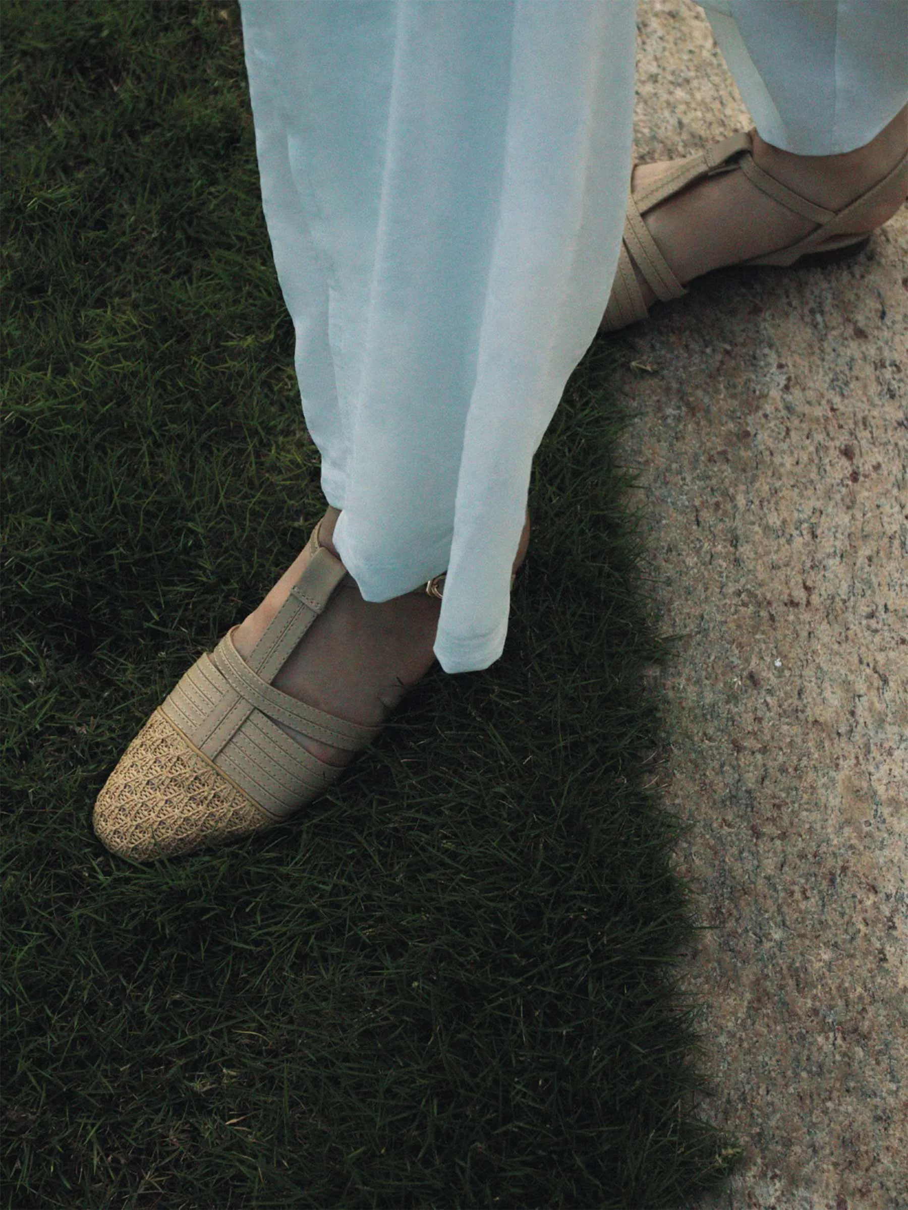 Linen T Straps Sandals