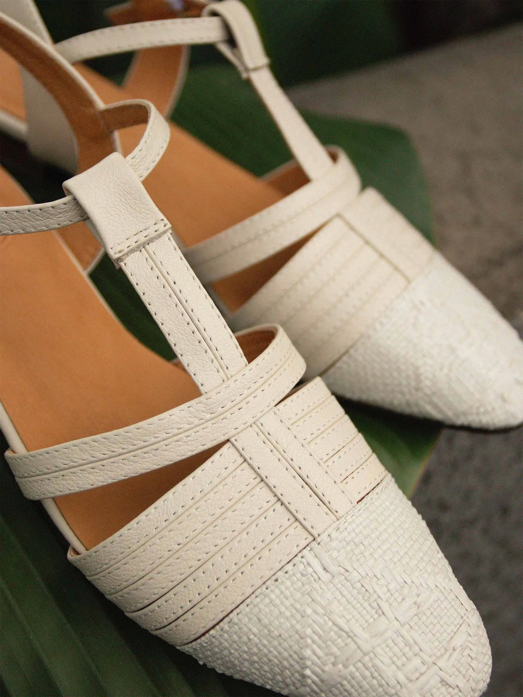 Linen T Straps Sandals