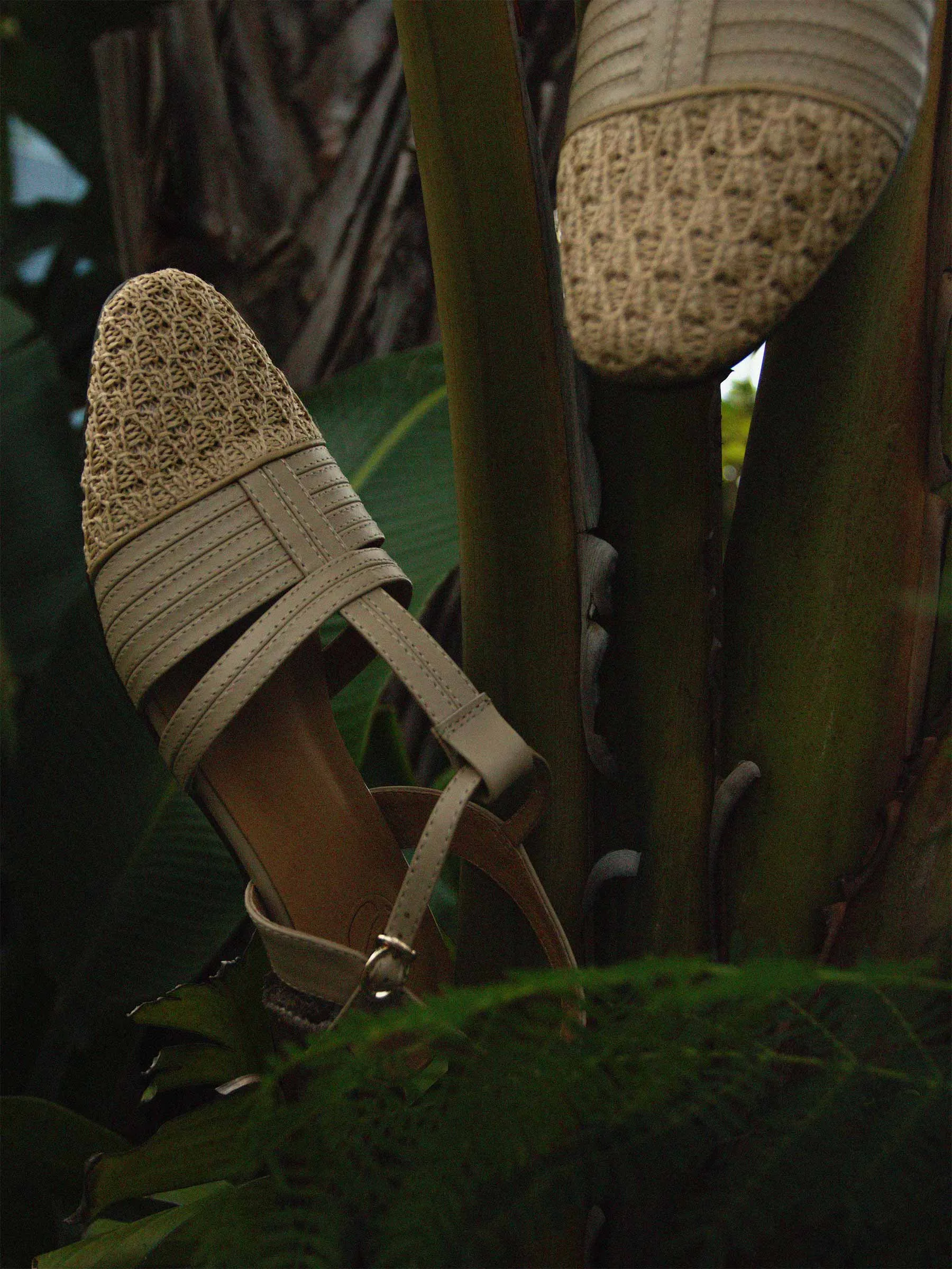 Linen T Straps Sandals