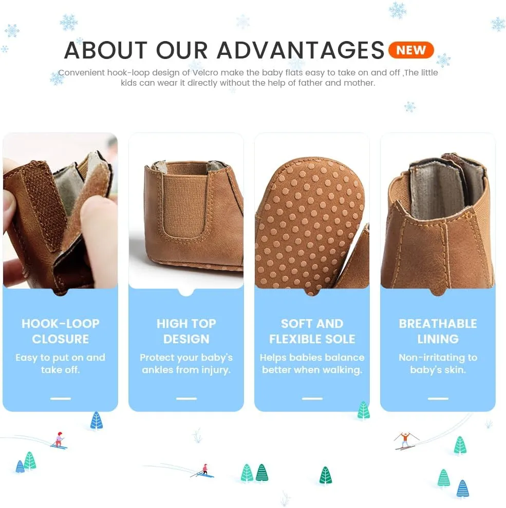 Meckior Baby Girls Cowboy Tassel Boots Side Zipper Moccasins Soft Bottom Non-Slip Toddler Shoe