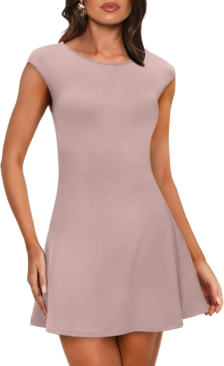 OFEEFAN Womens Dresses Cap Sleeve Cocktail Graduation Formal Party Club Mini Outfits