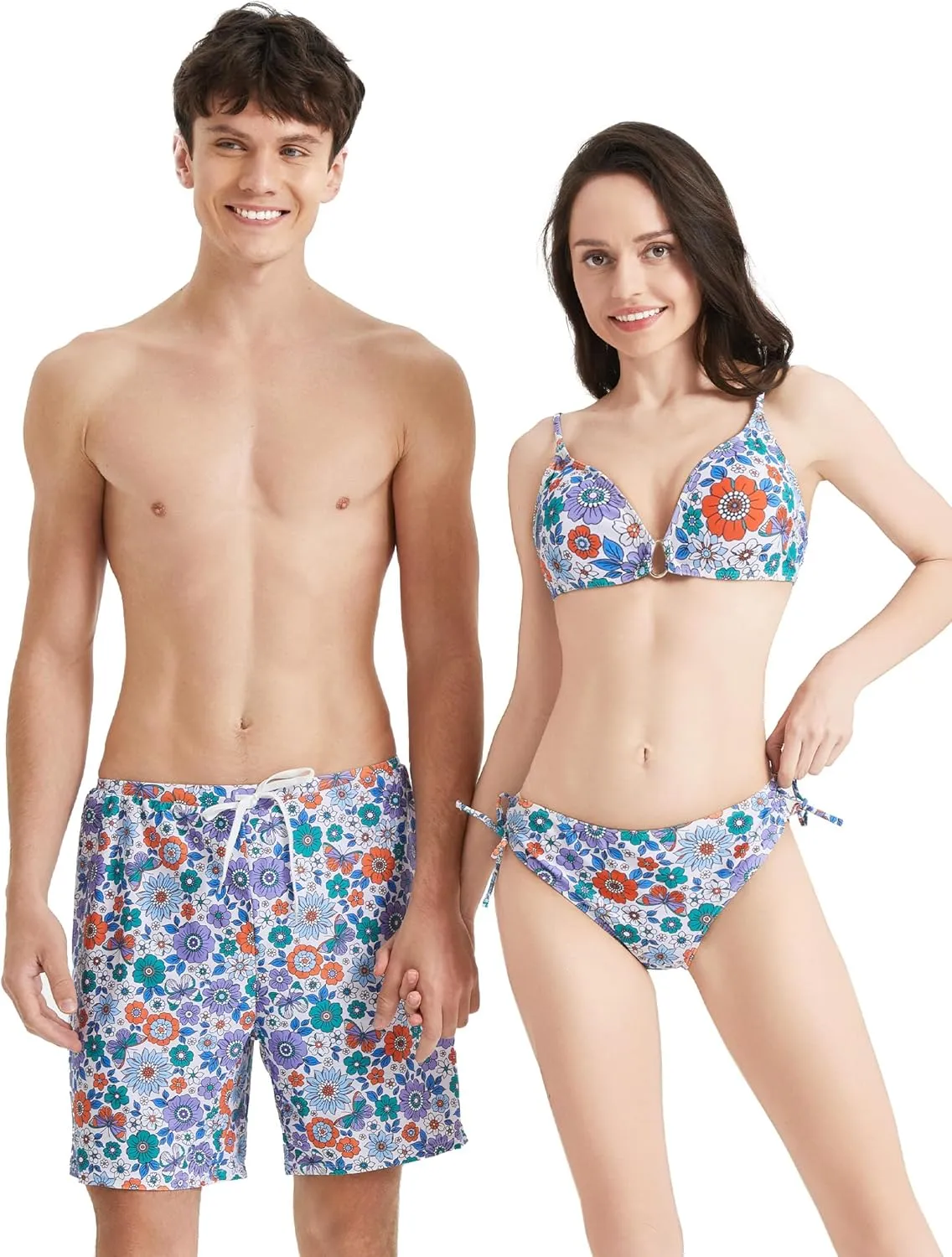 PATPAT Matching Hawaiian Swimsuits for Couples Two Piece Bikini Sets or Swim Trunks Summer Beach Vacation Swimwear