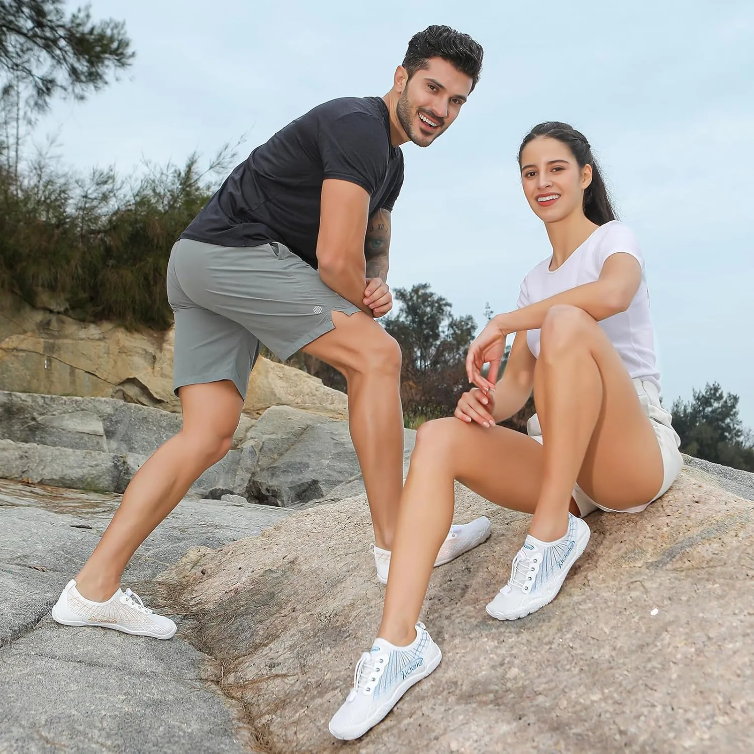 Water Shoes for Men and Women, Barefoot Aqua Socks, Wide Fit Beach Swimming Pool Shoes, Anti-Slip Outdoor Walking Hiking Kayaking Diving Surfing